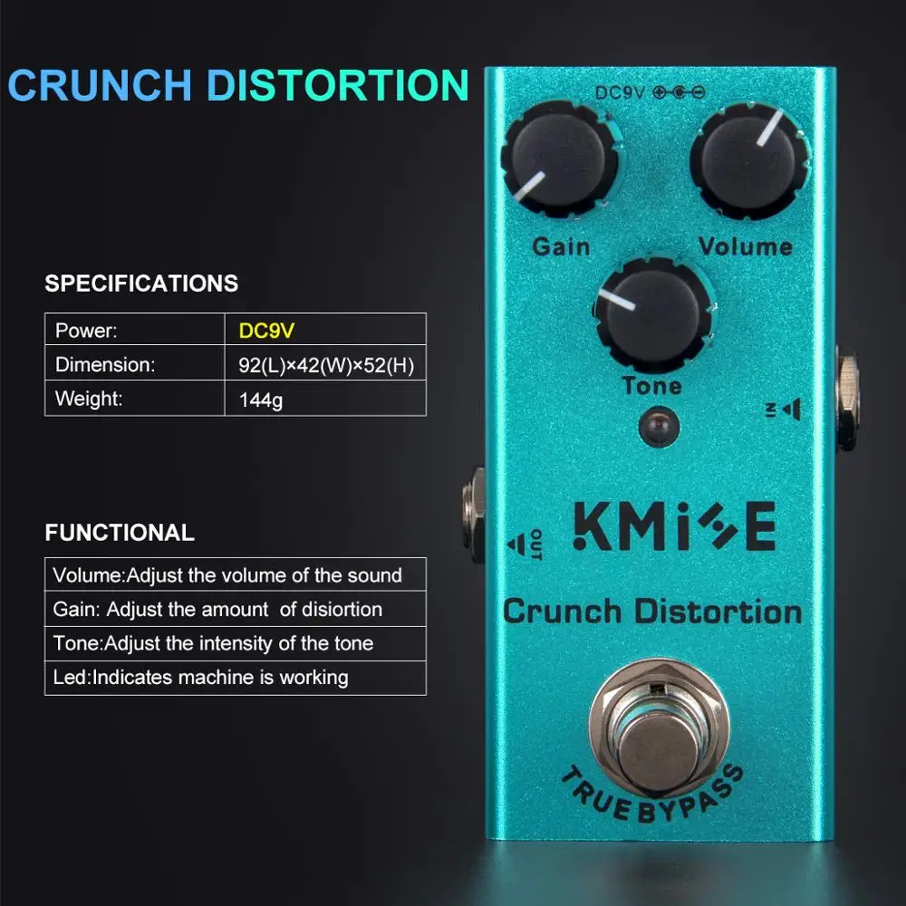 Kmise Guitar Effects Pedal Distortion Crunch Style DC 9V True Bypass for  Electric Guitar - AliExpress
