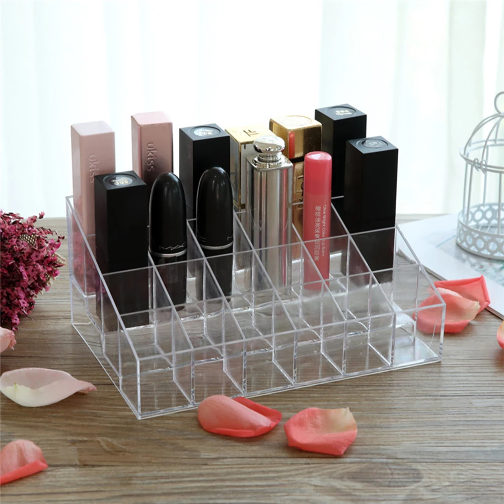 

Makeup Organizer Storage Box Case Acrylic Cosmetic Box Lipstick Jewelry Box Case Holder Display Stand Make Up Organizer 24 Grid