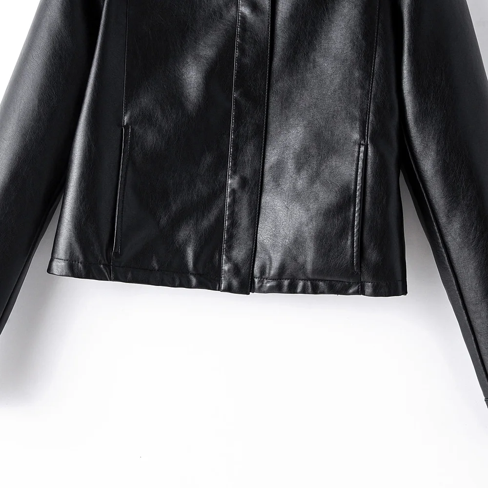 Женская куртка из искусственной кожи короткое пальто черный коричневый SML Полная подкладка длинный рукав Прямая поставка
