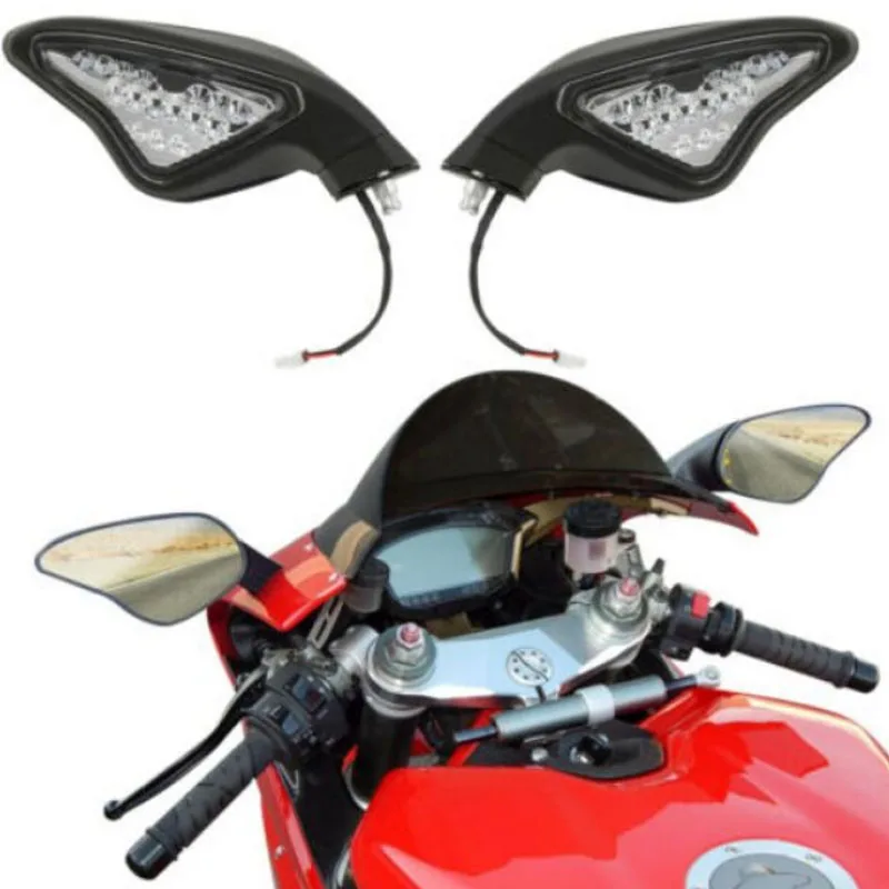 

Motorcycle Turn Signal Lights Rearview Mirrors for DUCATI 848 1098 1098S 1098R 1198/S 1198R