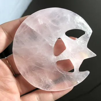 

Natural Rose Quartz Stone moon Pink Gift Carved Moon Shape Crystal Five Point Pentagram Figurine Chakra
