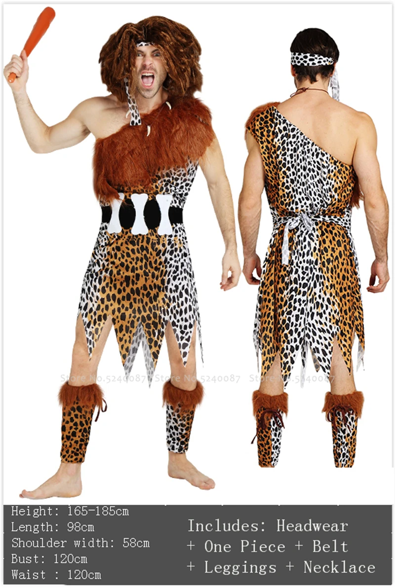 Взрослый карнавальный костюм на Хэллоуин, индийский Первобытный человек, для женщин и мужчин, леопард, Викинг, дикарь, халаты, платье, сценический костюм, комплект
