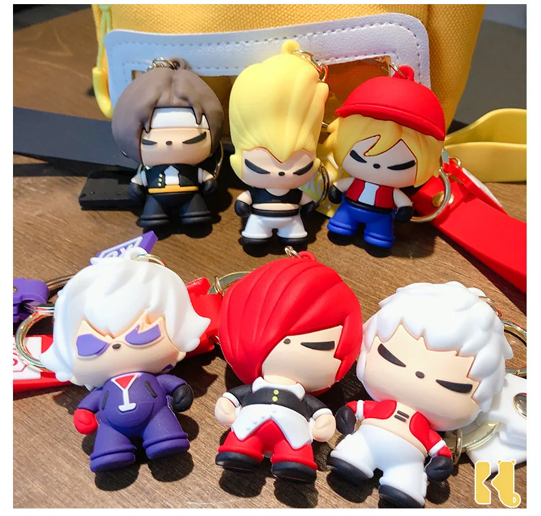 

Classic Anime Games KOF Keychain Silicone Doll Kyo Kusanagi Lori Yagami Benimaru Nikaido Terry Bogard Couple's Bag Pendant Gift