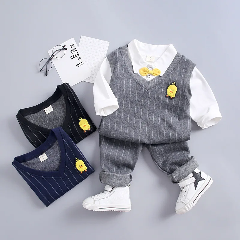 

BOY'S Suit 2020 Spring Korean-style Infant Childrenswear Young Pure Cotton Suit Three-piece Set Baby Clothing