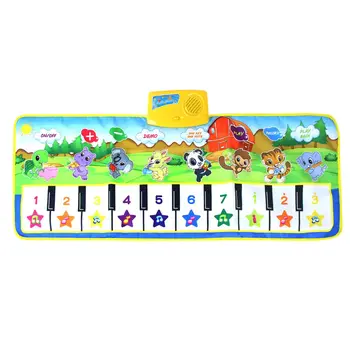 

Interactive Toys Music Blanket 10 Piano Keys Toddler Early Education Music Mat Cartoon Design Baby Crawling Pad