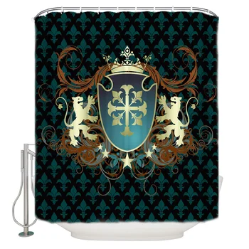 

Lion Shield Animal Shower Curtain Bathroom Decorative Fabric Waterproof Shower Curtain