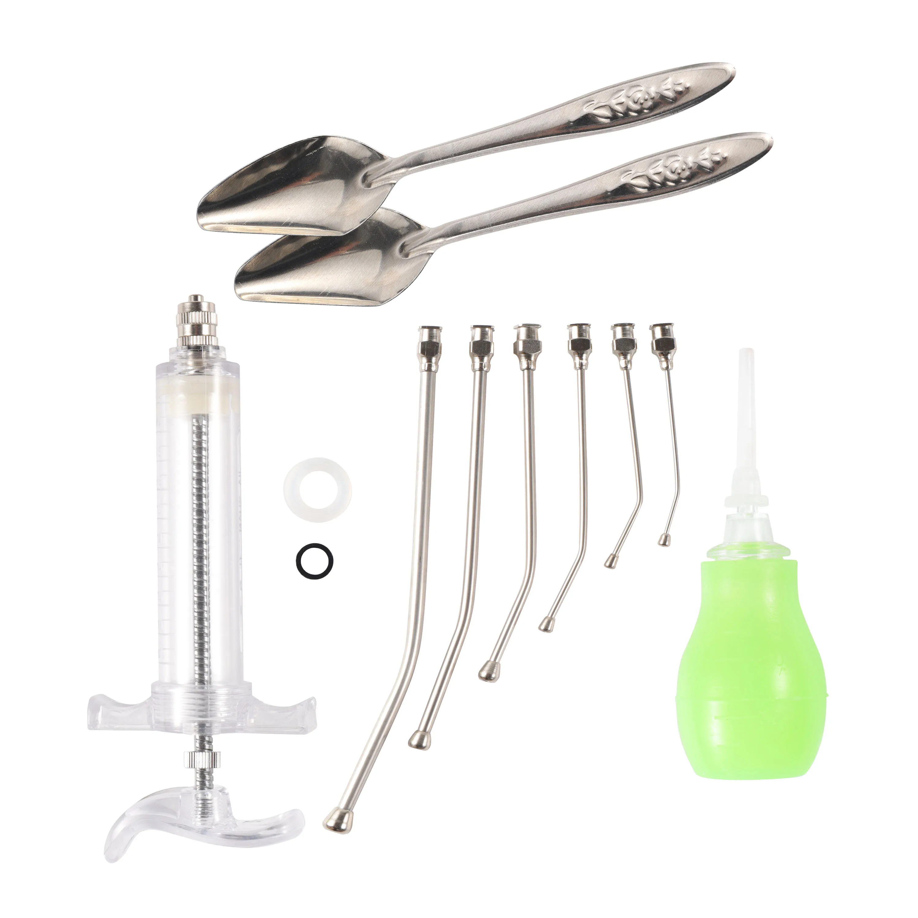 10ml/20ml/50ml Bird Manual Feeding Syringe Kit With 6 Pcs Curved Tubes Parrot Pigeon Fledgling Metal Feeding Spoon & Rehydrator
