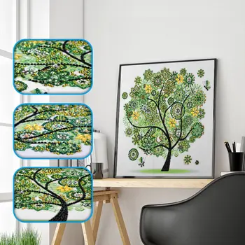 

5D DIY Diamond Embroidery Spring Summer Autumn Winter Seasonal Flower Tree Shape Special Shape Diamond Painting rhinestone