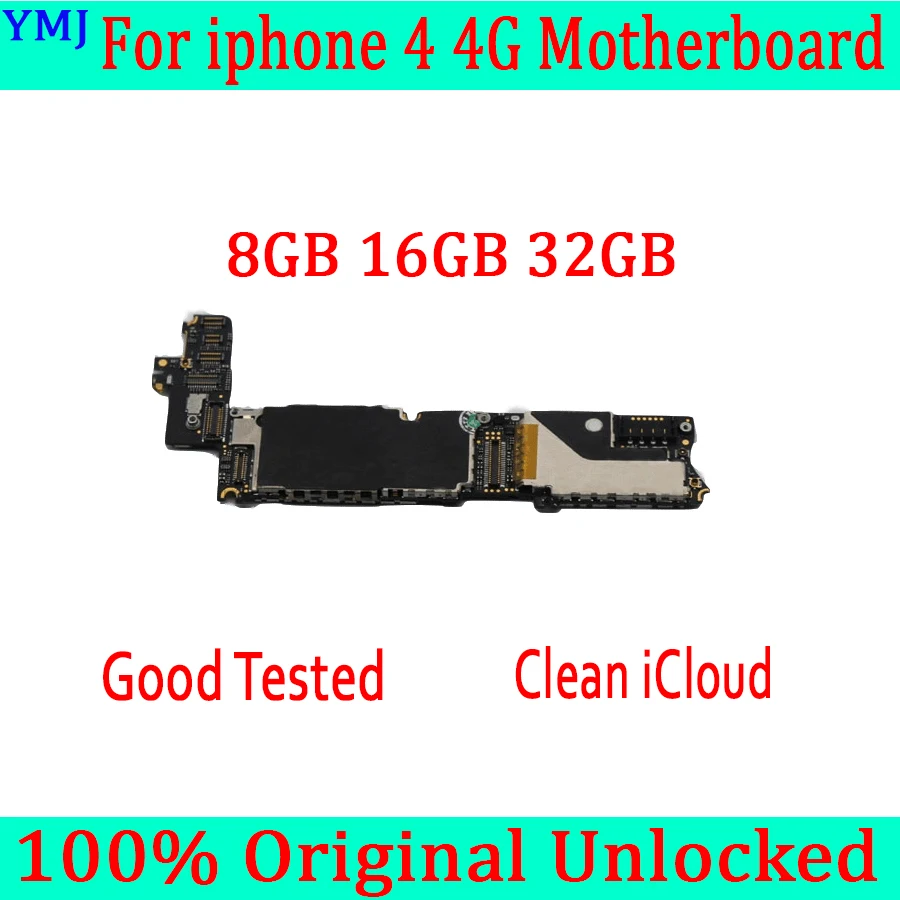 8GB 16GB 32GB for iphone 4 Motherboard with Free iCloudOriginal unlocked for iphone 4 4g Mainboard