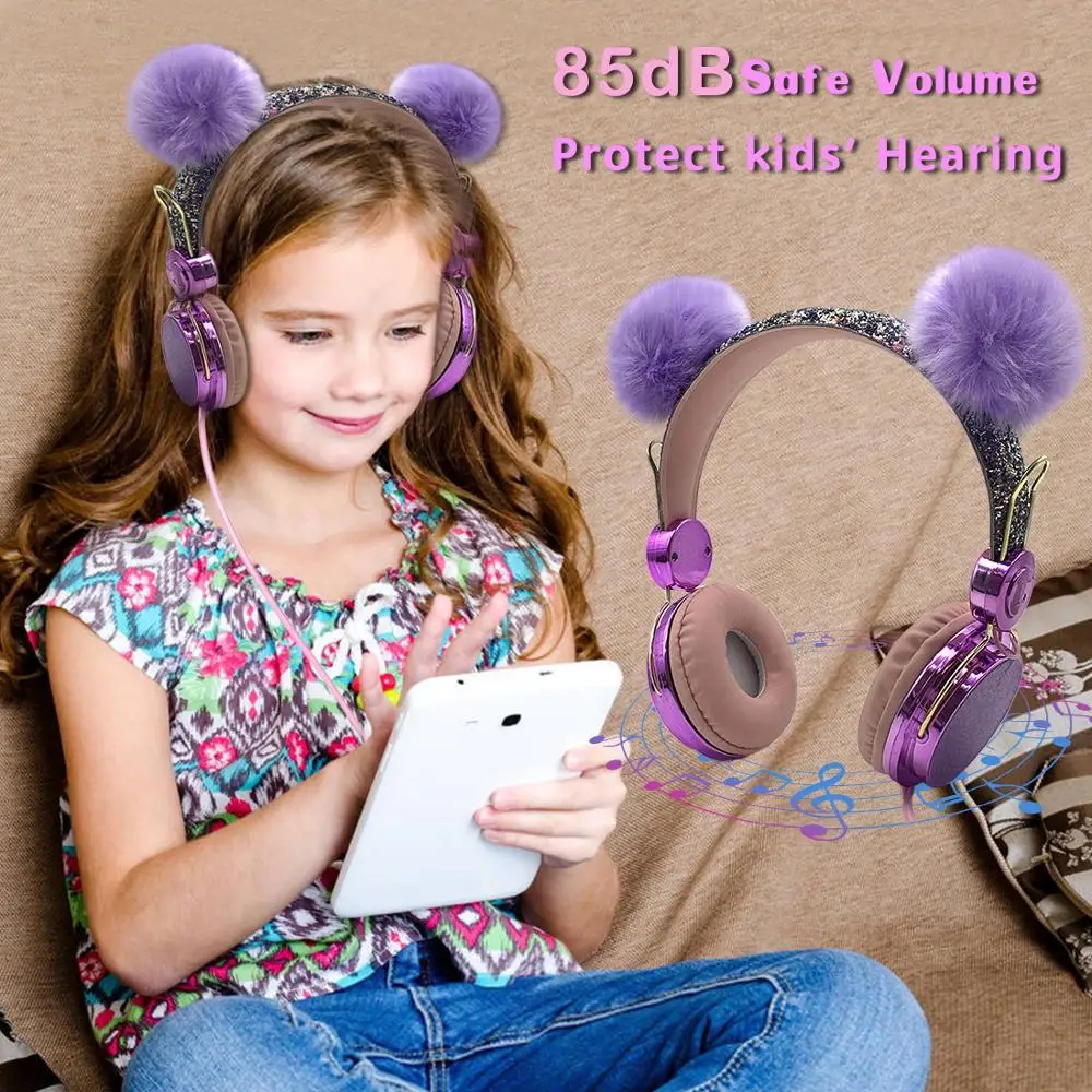 Cute Kids Wired Headphone With Microphone Girls 3 5mm Music Stereo Earphone Computer Mobile Phone Gamer Headset Kids Gift