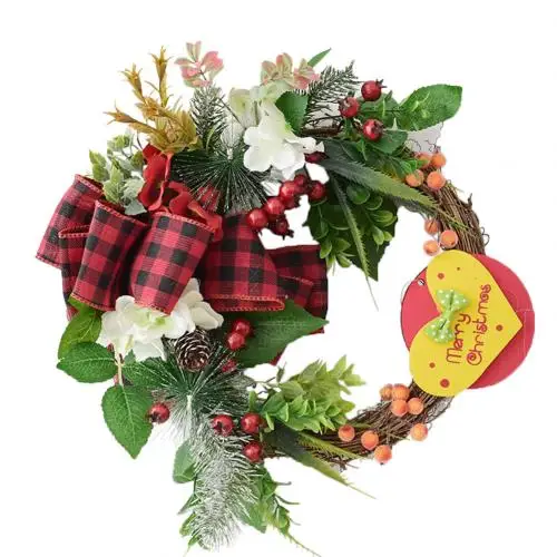 Flower Bow Рождественская гирлянда в виде лося, бабочки, цветов, ротанга, венок для домашней двери, настенный подвесной орнамент, настенный Рождественский венок, вечерние украшения - Цвет: Flower Bow