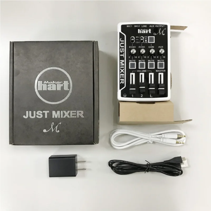 Maker hart Just Mixer M 4チャンネルマイクミキサー/USB オーディオ入力出力対応可能 (フルセット， ブラック) 