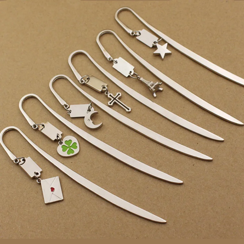 

Retro Zinc Alloy Metal Bookmark Leaf // Star / Moon / Cross Metal Pendant Bookmarks For Books Vintage Page Marker