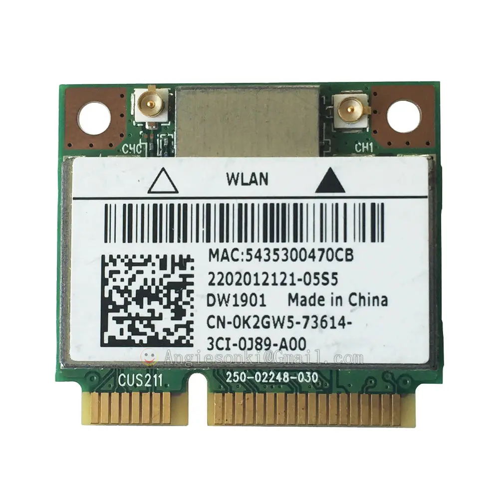 

AR5B22 AR9462 DUAL BAND N 2,4G/5G + BLUETOOTH BT Половина мини беспроводная Wi-Fi карта для ноутбука ATHEROS DW1901 K2GW5