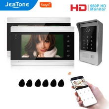 Jeatone-sistema de intercomunicación para puerta, videoportero IP con WiFi, 960P/AHD, Tuya, varios monitores, teclado de código/tarjeta RFID/Control de acceso de desbloqueo por aplicación
