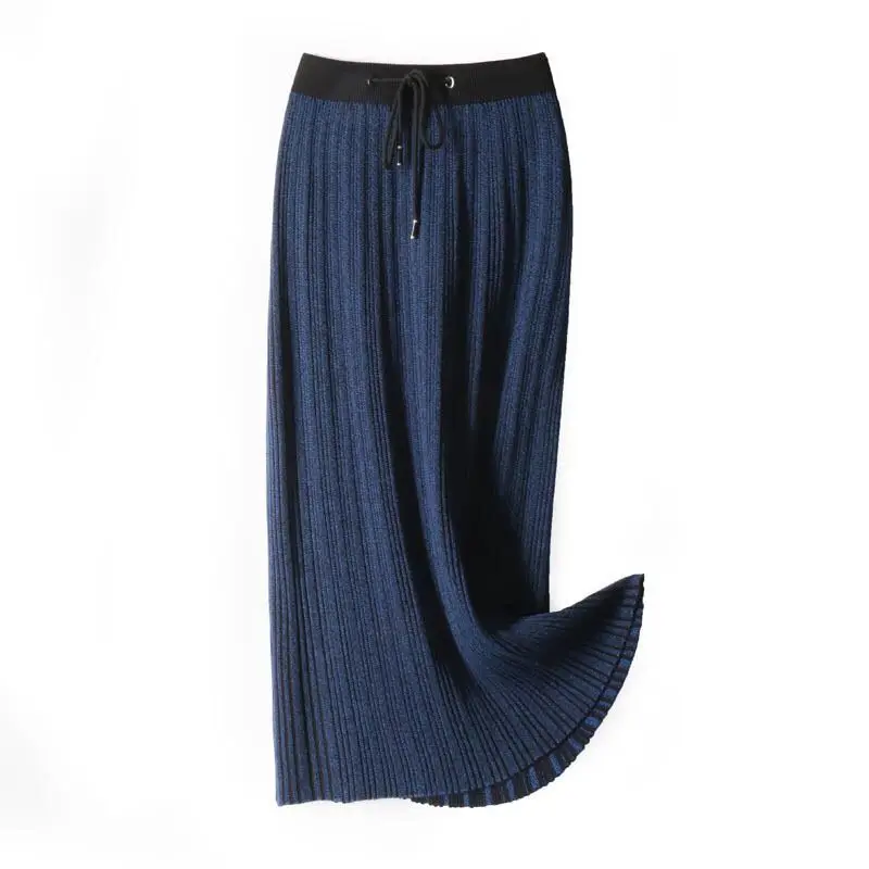 Autumn and winter large size women's skirt pleated skirt skirt female knit skirt