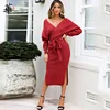 Sweater Dress Women Long Sleeve Winter Bandage Bodycon Dress V-Neck Fal Black Knitted Sweater Dress Sexy Dresses for Women Party ► Photo 1/6