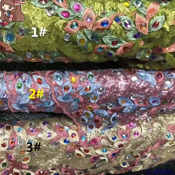 

yaking-9.4902 embroidered Mesh Tulle fabric Factory price sequins Nigerian lace fabrics