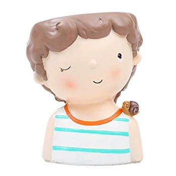 

Cute Dog Flowerpot Animal Resin Succulent Planter Desk Mini Ornament Snails Boy Naughty Boy