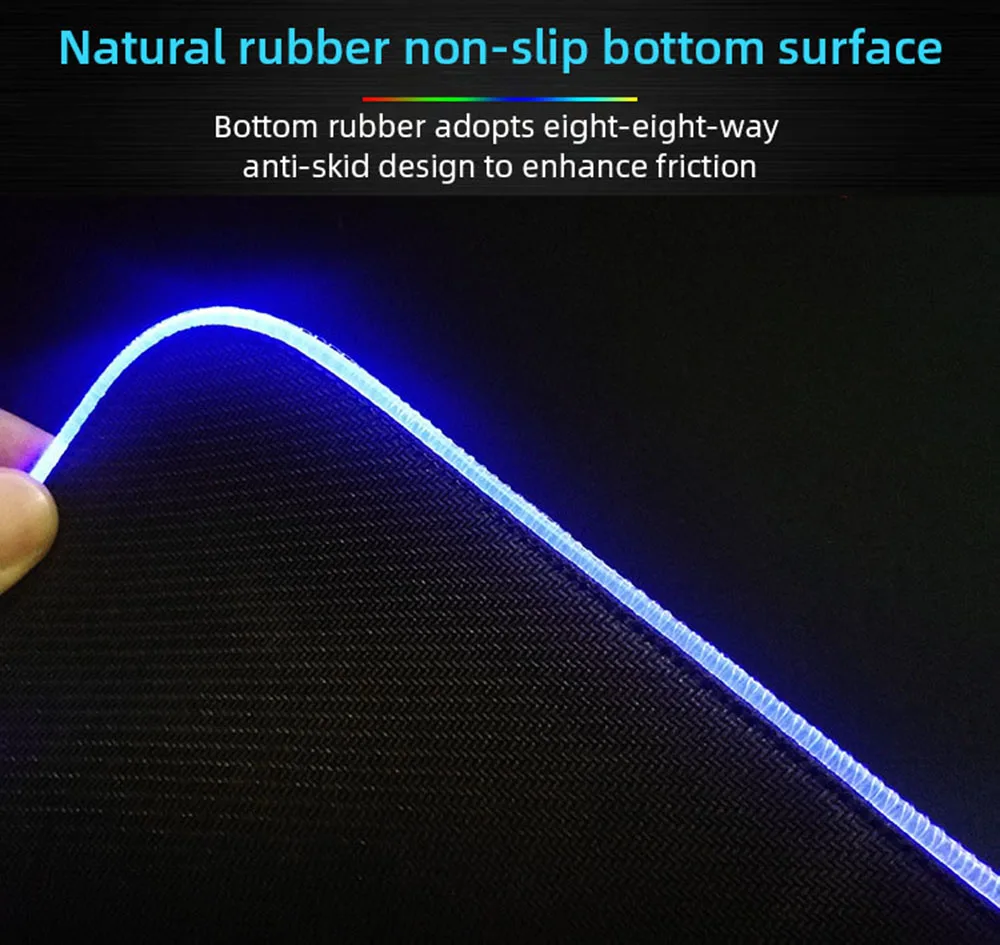 RGB красочный градиентный Коврик Для Мыши для ПК ноутбук игровая Офисная Клавиатура плавный переключатель мигающий стол Нескользящий Резиновый светодиодный светильник