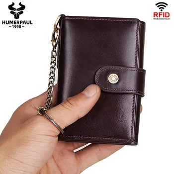 

New cow leather function 24 bits card case RFID business card holder men ID credit card bag with coin pocket quality male wallet