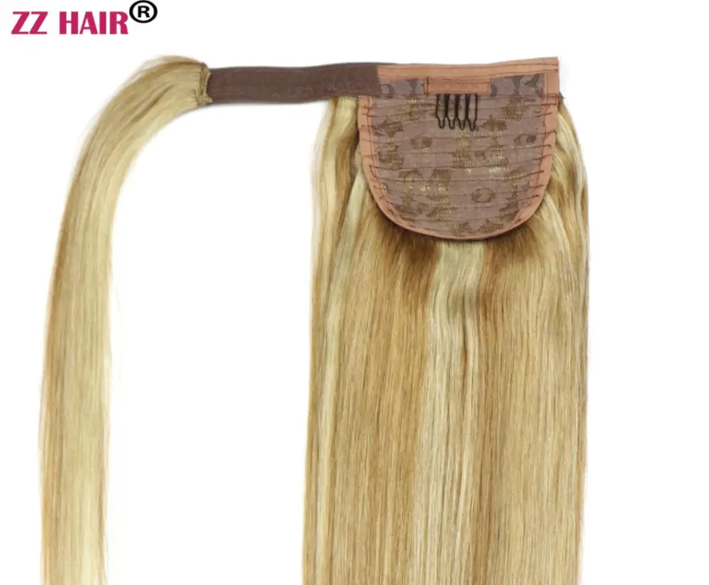 ZZHAIR 80 г 1"-24" машинное производство, волосы remy, волшебное обертывание вокруг конского хвоста, человеческие волосы для наращивания, конский хвост, Stragiht