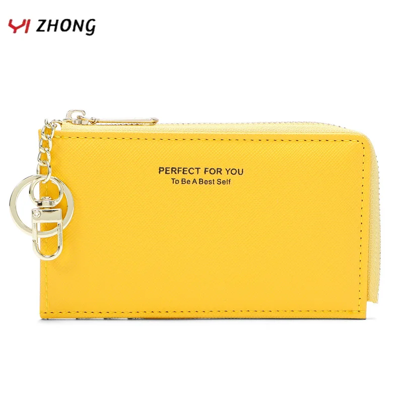 

YIZHONG Mini Business Card Case Keychain Coin Pocket Card Holder Purses for Women Small Zipper Credit Card Wallet Cute Kid Purse