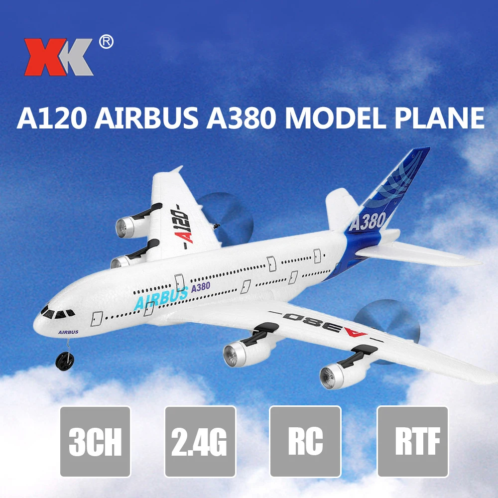 Wltoys Xk A120 Airbus A380 модель дистанционное управление самолетом 2,4 г 3ch Epp Rc самолет с фиксированным крылом Rtf Rc Wingspan игрушка