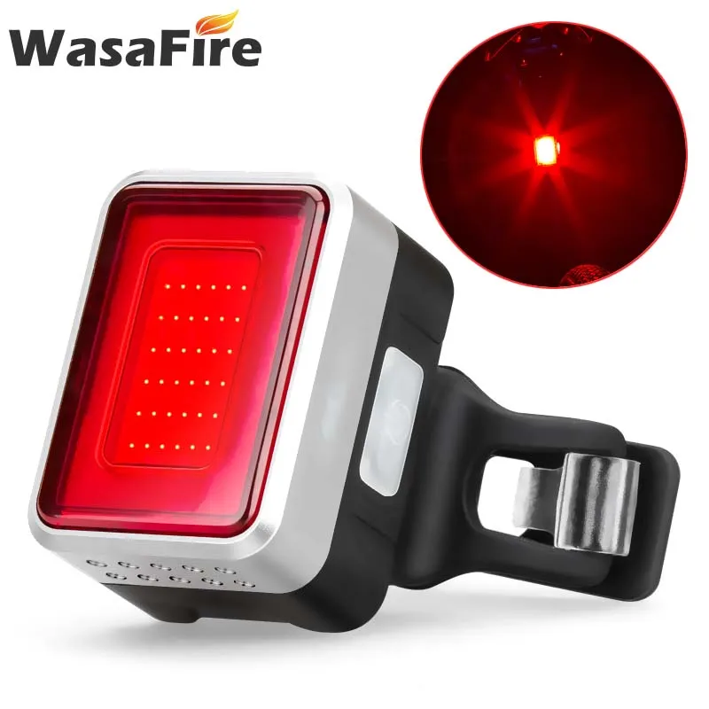 Silver Велосипедный задний светильник Wasafire, велосипедный автоматический тормоз, индукционный задний светильник MTB, велосипедный светодиодный фонарь для безопасности, luz trasera bicicleta - Цвет: Silver
