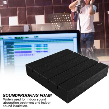 

6Pcs Soundproofing Foam Acoustic Panels Sponge Sound-Absorbing Foam for Piano Room Recording Studio(Black)