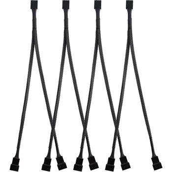 

4 Pack PWM Fan Splitter Cable Y Splitter Computer PC Fan Power Cable 4 Pin 1 to 2 Converter, Black Sleeved Braided