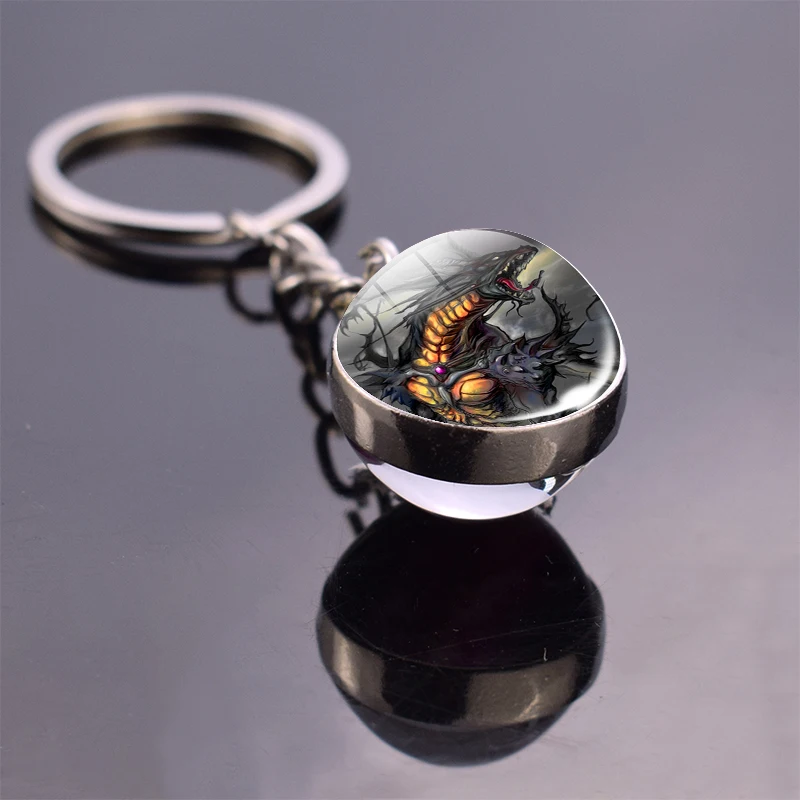 as show Брелок с надписью Dragon Ball фиолетовая Роза Шарм стеклянный кабошон для кулона ювелирные изделия металлический шар брелок ручной работы подарок для мужчин и женщин - Цвет: as show