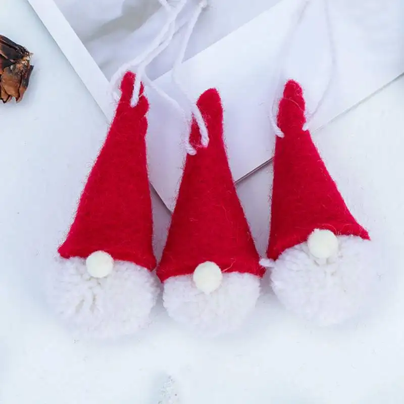 Hanging Ornament Faceless Santa Claus Doll Wool Felt Christmas Tree Pendant Christmas Tree Ornaments New Year Souvenir