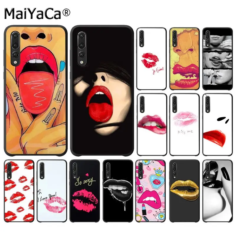 MaiYaCa сексуальная девушка красные губы Kiss женский чехол для huawei p10 lite p20 pro p30 psmart
