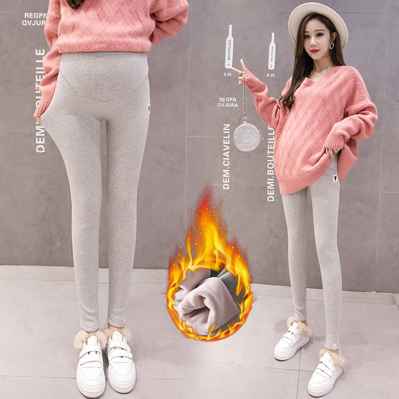 Maternity Leggings Warm Trousers Plus Pink Velvet Clothes Pregnancy Pants For Pregnant Women Thickened