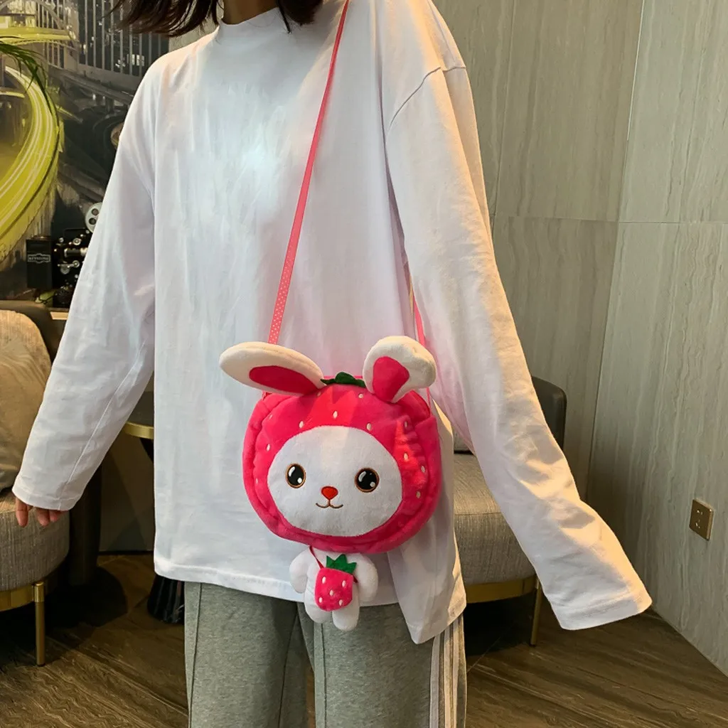 Women's Messenger Bag Cute Fruit Plush Shoulder Bag Fashion Toy Rabbit Doll Messenger Bag Shoulder Bag dames tassen#10