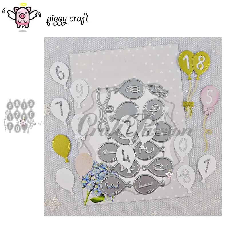 Manualidad de cerdito-troqueles de corte de metal, plantilla de corte, decoración de números de globos, molde artesanal para corte de papel, plantillas para perforar con cuchillas