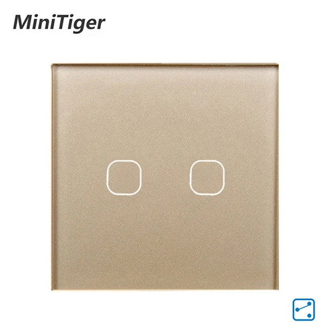 2 Gang 2 Way Gold Minitiger ЕС 1 банда 2 способ настенный световой контроллер умный дом автоматизация сенсорный выключатель водонепроницаемый и огнеупорный 2 банды - Цвет: 2 Gang 2 Way Gold