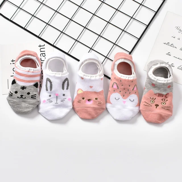 10 Piece=5 Pairs/lot Cute Animal Spring Women Socks Set Korean Style Funny Cat Dog Panda Low Cut Ankle Short Sox Happy Size34-40 9