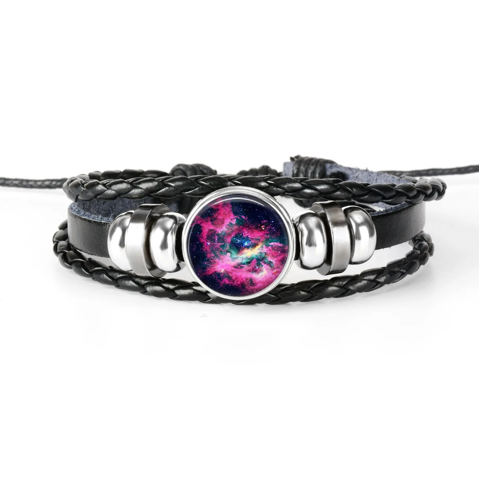 27 Солнечная система браслет с землей Nebula Galaxy Planet стеклянный кабошон Многослойный черный кожаный браслет мужские и женские модные ювелирные изделия - Окраска металла: 27