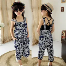 Binbi Bear/Новинка года; летняя одежда для девочек; детская модная повседневная Свободная майка с принтом; комбинезон