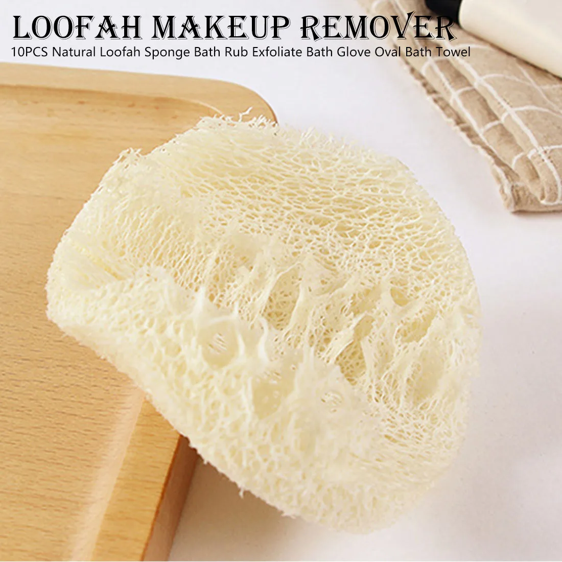10pcs Bath Glove Oval Bath Towel Natural Loofah Sponge Bath Rub Exfoliate Cleaning Supplies Exfoliator