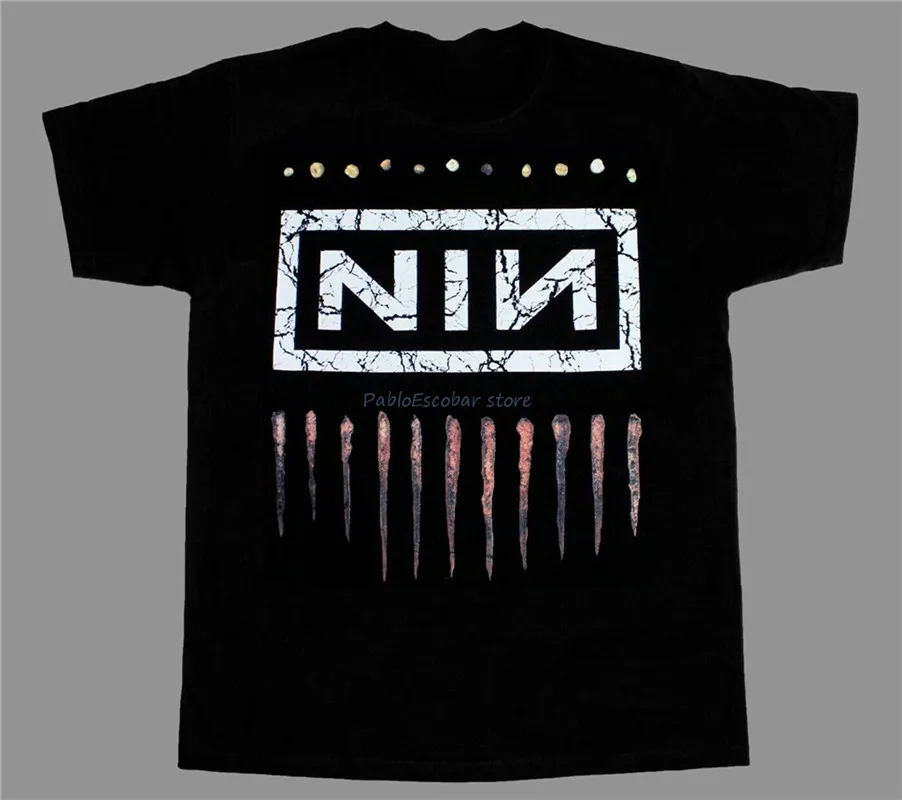 Nine Inch Nails Nin Логотип Рок S-Xxl короткий рукав Новая черная футболка Спортивная футболка