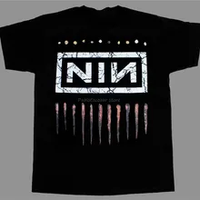Nine Inch Nails Nin Логотип Рок S-Xxl короткий рукав Новая черная футболка Спортивная футболка