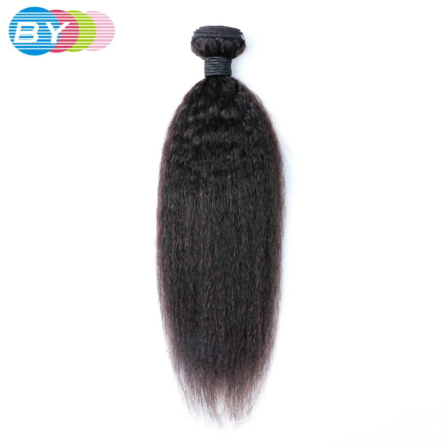 

1/3/4 BY Hair Peruvian Kinky Straight Hair Weave Bundles Remy Human Hair Bundles Yaki Human Hair Extension Natural Black Color
