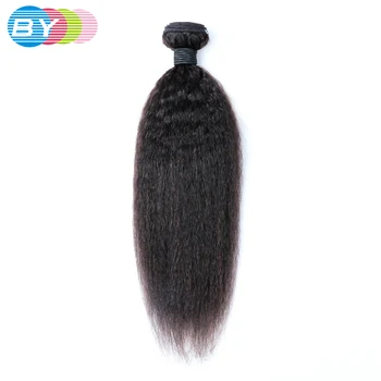 

1/3/4 BY Hair Peruvian Kinky Straight Hair Weave Bundles Remy Human Hair Bundles Yaki Human Hair Extension Natural Black Color