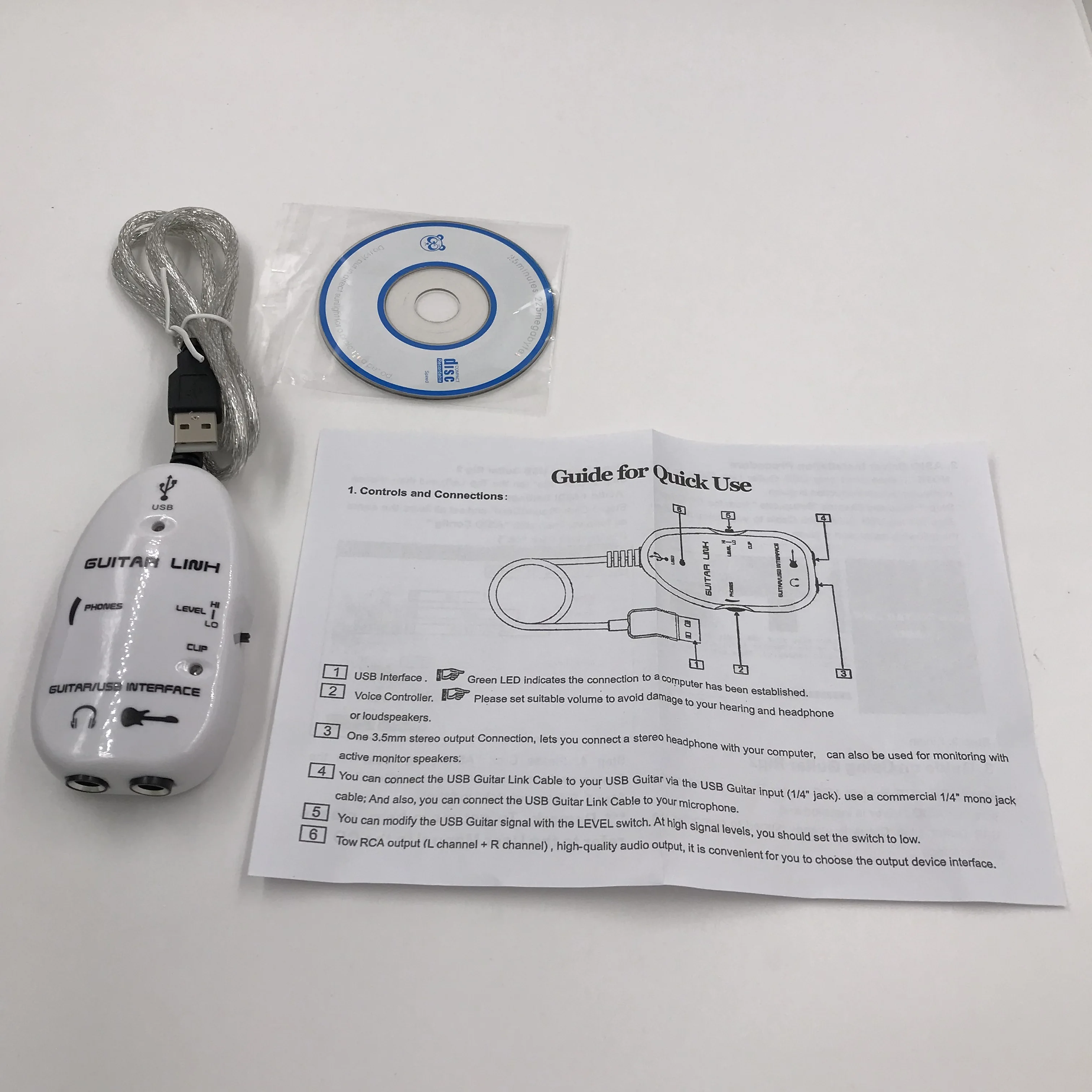 Guitar Link to Computer Device Guitar to PC And Headphone or Speaker Audio Cable For Recording Playing 1pcs