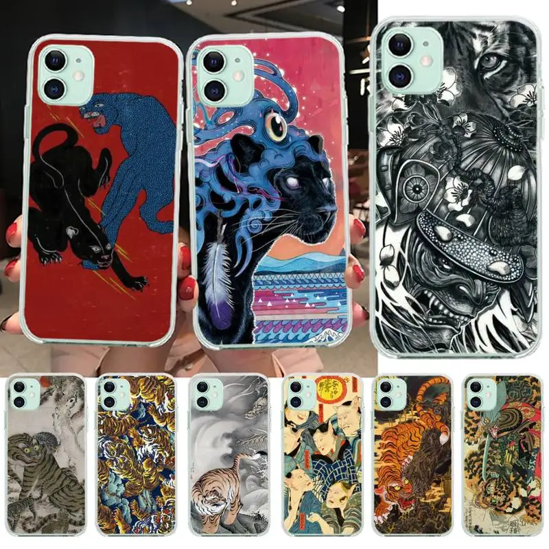 Japanese ukiyo-e Art Panther leopard Phone Case cover Shell for iPhone 11 pro XS MAX 8 7 6 6S Plus X 5S SE 2020 XR | Мобильные