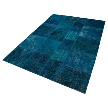 

170x239 Cm Turquoise Handmade Patchwork Rug-6x8 Ft
