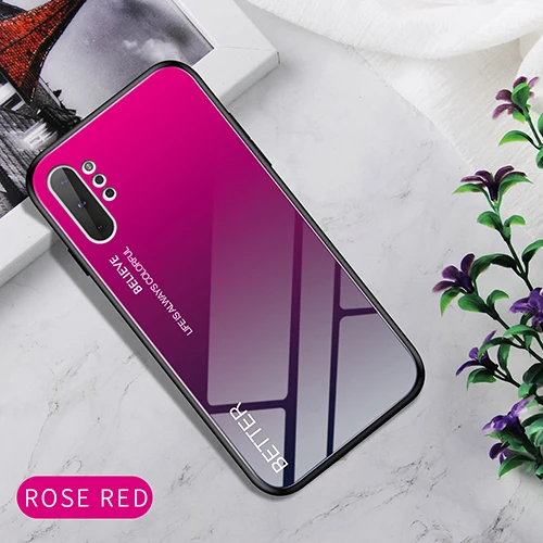 Rose Red Градиент закаленное Стекло чехол для samsung Galaxy Note 10 плюс 9 S9 S10 плюс S10e A7 A50 A30 A40 A70 A20e A60 A10 чехол Крышка - Цвет: Rose Red